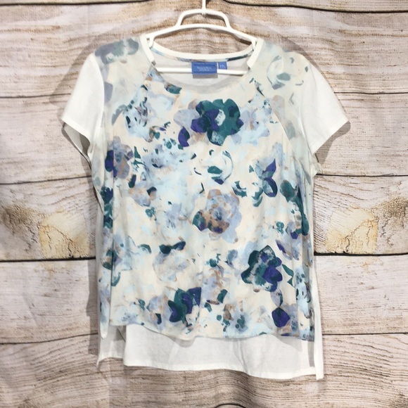 Simply Vera Vera Wang Tops - 348 Simply Vera white petite xl blue cream floral